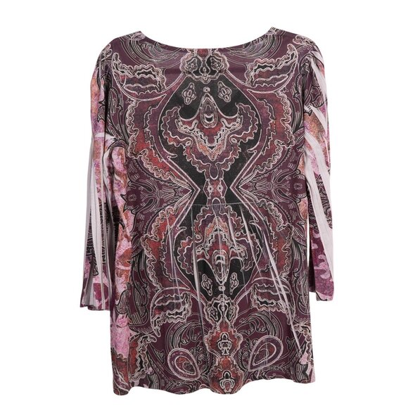 Energie Long Sleeve Shirt XL Womens NWOT Abstract Maroon Pink Cream Geometric - Picture 5 of 5